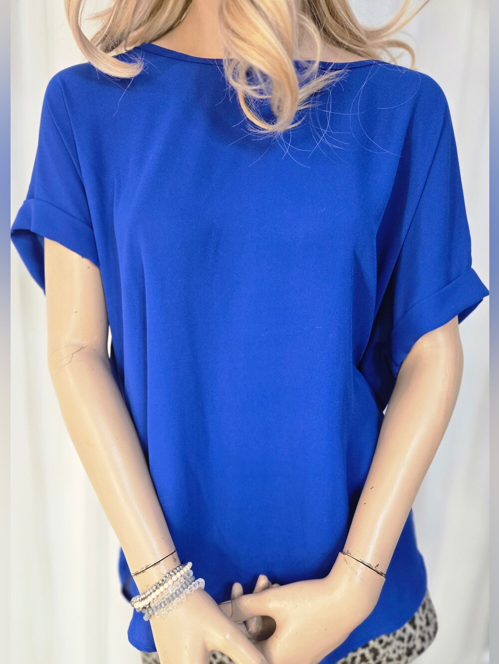 Pleione Women's Royal Blue Pleated Back Blouse. Brand New With Tags.